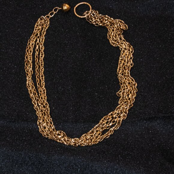 Vintage Gold Tone 15" 4 Strand Chain Link Necklace - Picture 1 of 2